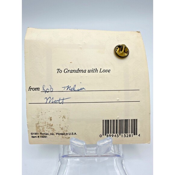 Vintage 1990 Roman “Grandma” Heart Lapel Pin with Card - Picture 3 of 4